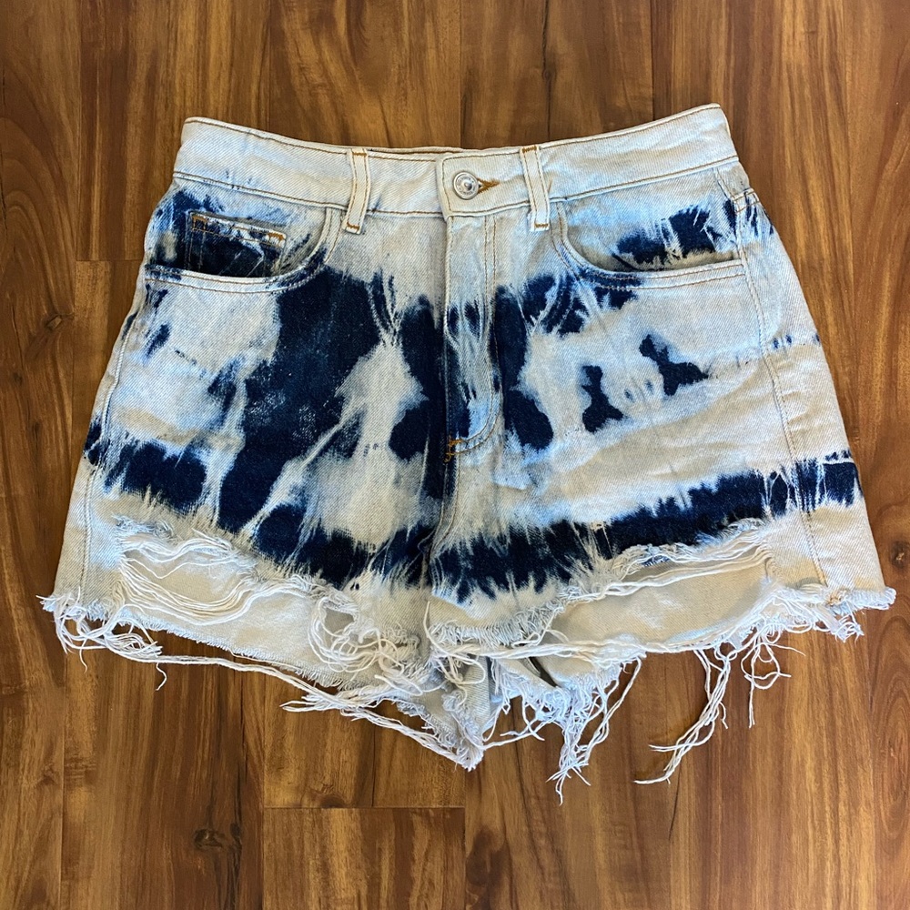 Zara acid washed jean shorts